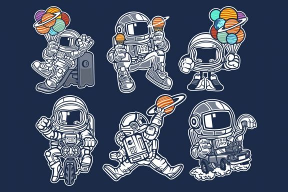 6 Astronaut Cartoon Character 3
