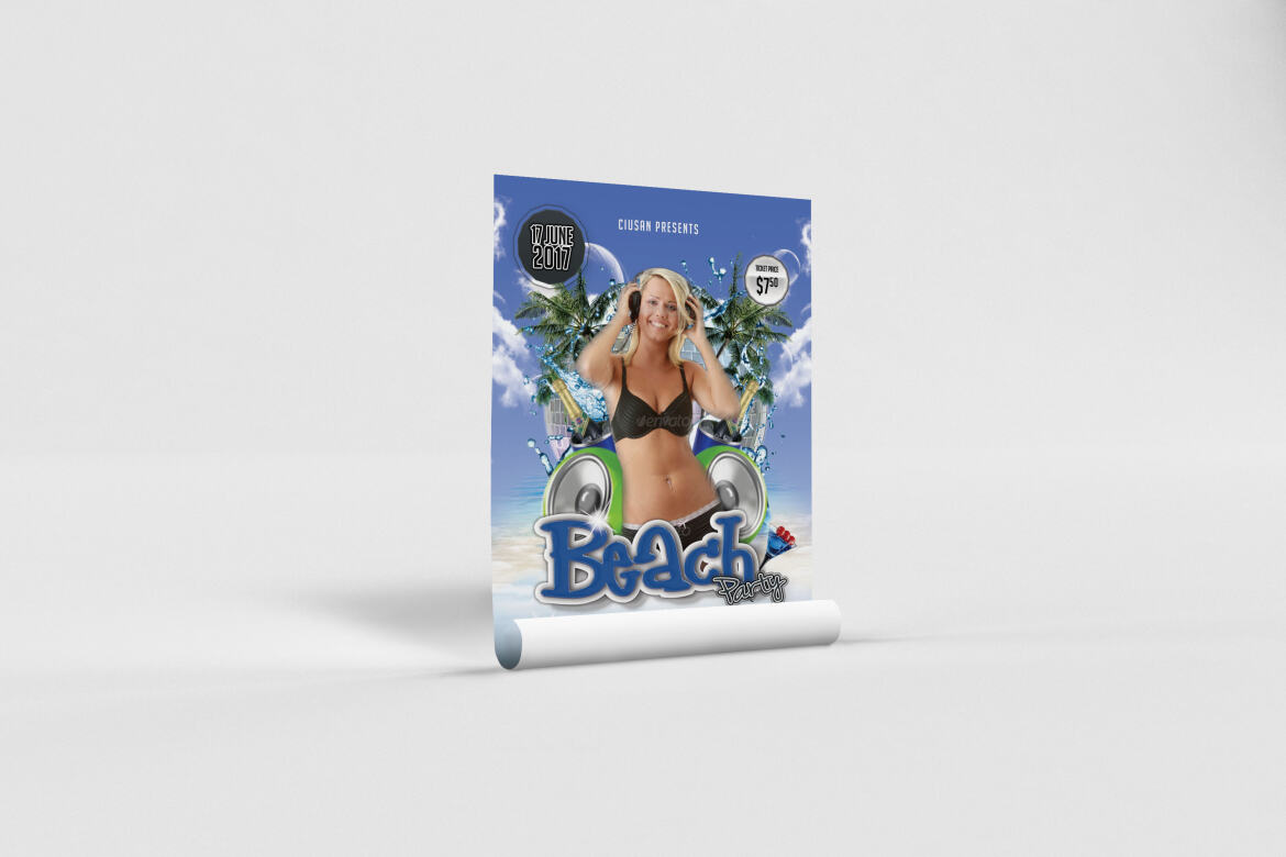 Beach Party FREE Flyer Template - view 2