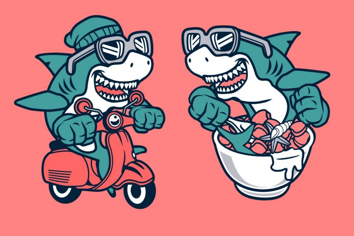 Shark Cartoon Character alternate