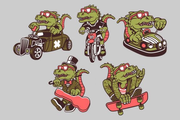 5 Trex Cartoon Character