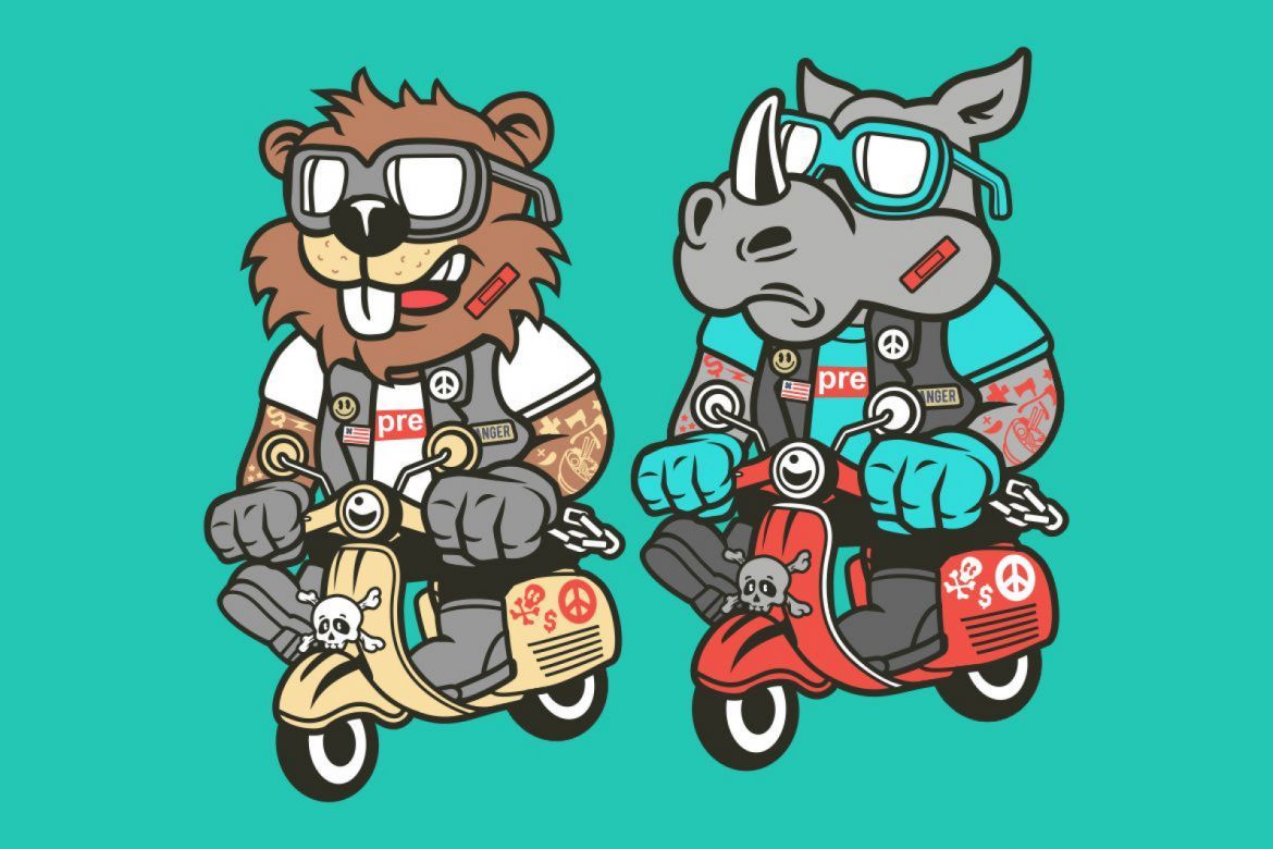 6 Scooterist Cartoon Character  - view 3