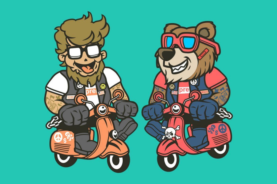 6 Scooterist Cartoon Character  - view 4