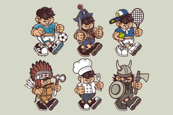 6 Kid Cartoon Character