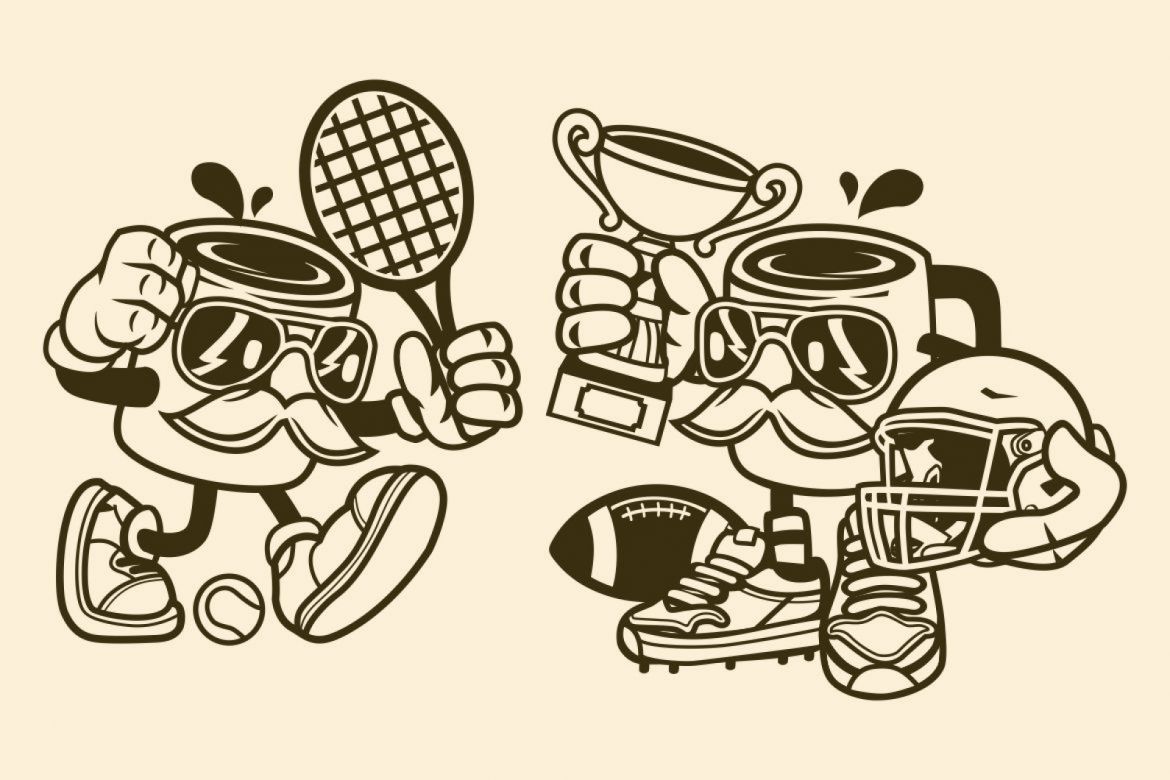 4 Coffee Cup Cartoon Character alternate