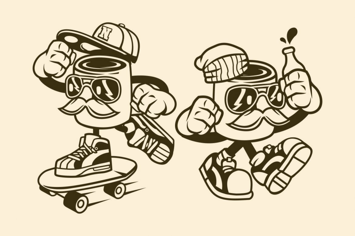 4 Coffee Cup Cartoon Character - view 3