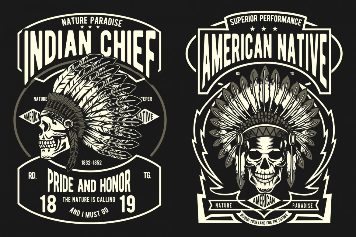 6 Indian Native Badge Design Set alternate