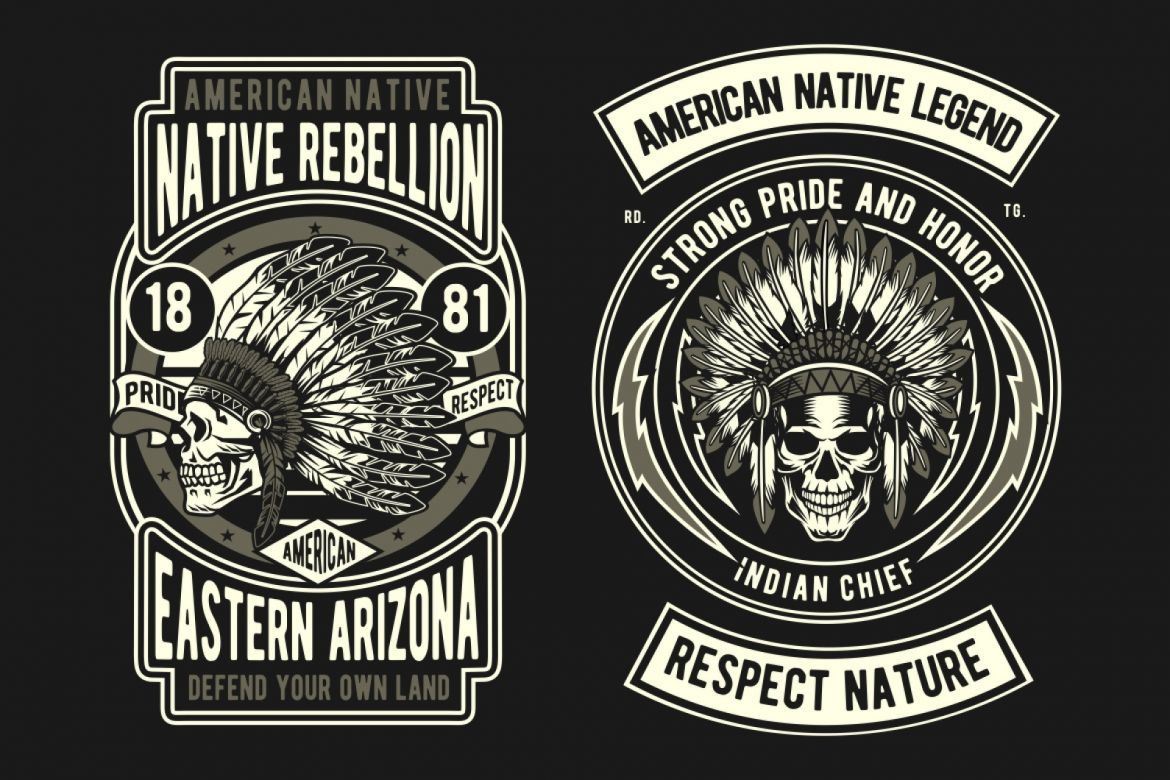 6 Indian Native Badge Design Set - view 3