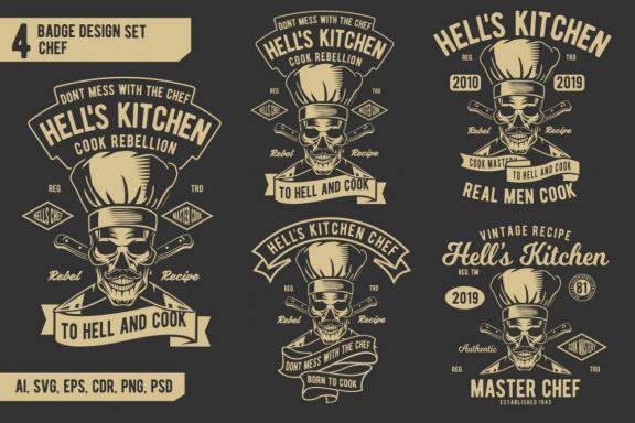 4 Chef Badge Design Set