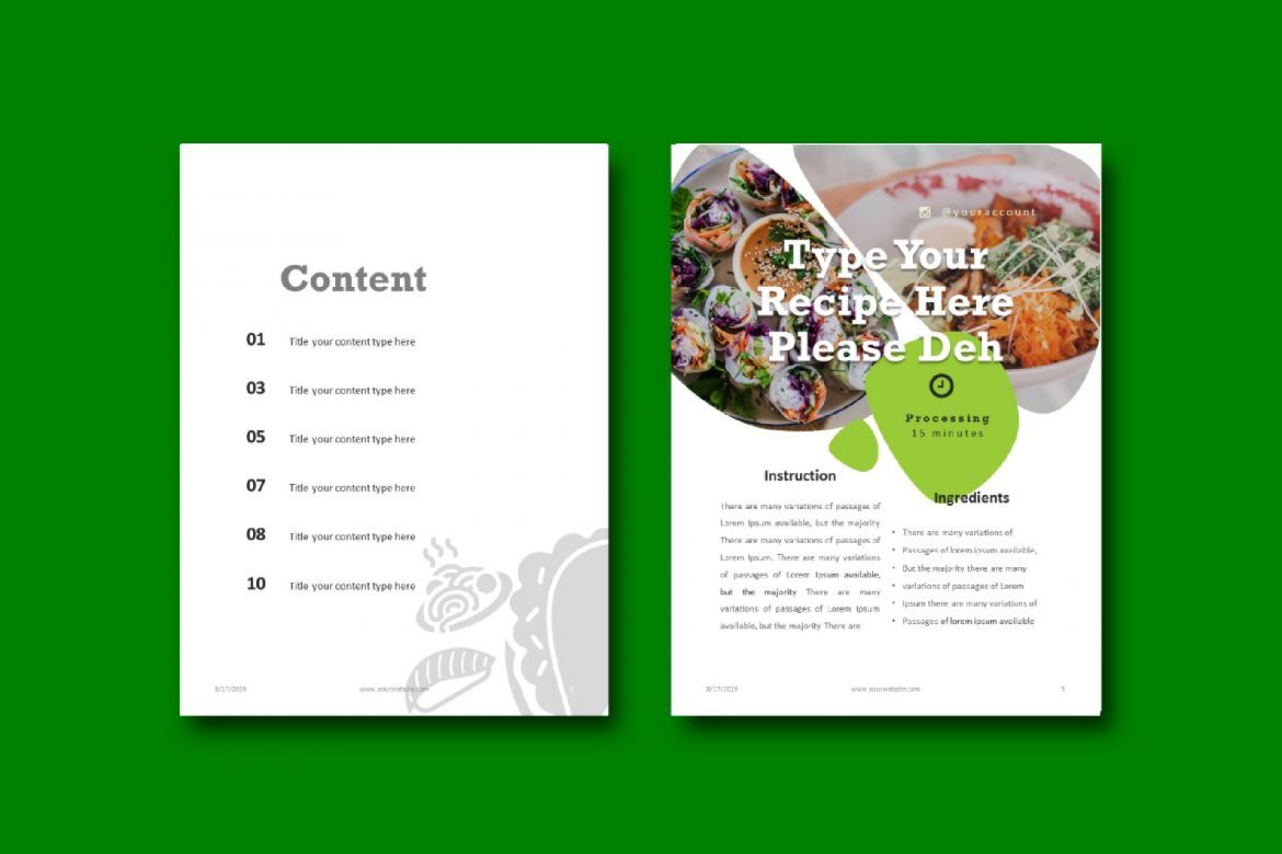 16 Pages Vegan Recipes eBook Template PowerPoint - view 4