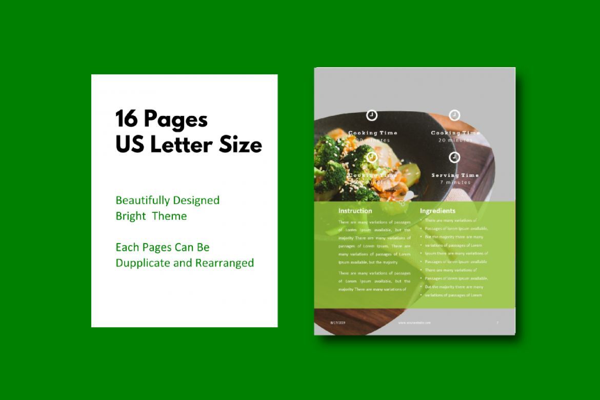16 Pages Vegan Recipes eBook Template PowerPoint - view 5