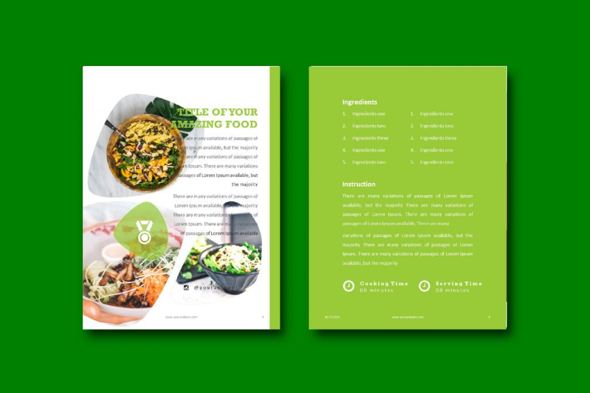 16 Pages Vegan Recipes eBook Template PowerPoint - view 6