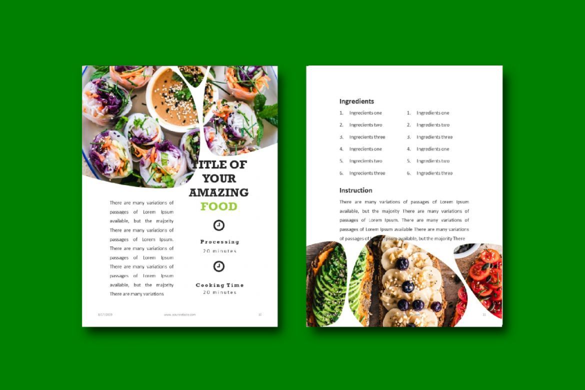 16 Pages Vegan Recipes eBook Template PowerPoint - view 7