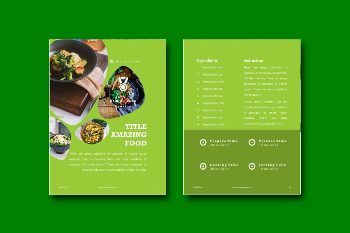 16 Pages Vegan Recipes eBook Template PowerPoint - view 8