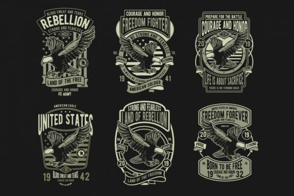 6 Eagle Badge Design Set