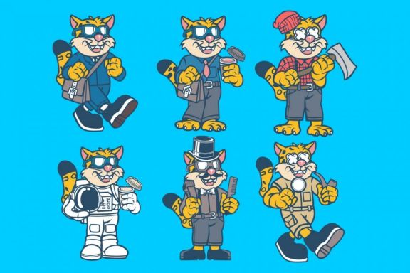 6 Leopard Cartoon Character