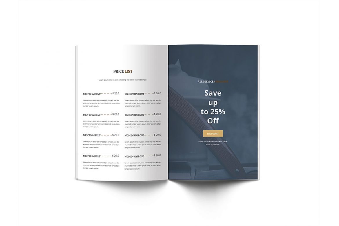 Mr.Barber Barbershop A4 Brochure Template - view 11