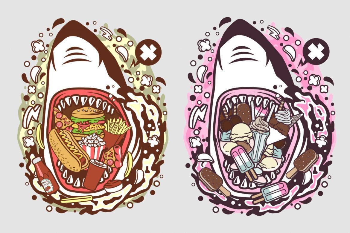 6 Sharks Mouth Cartoon Character alternate