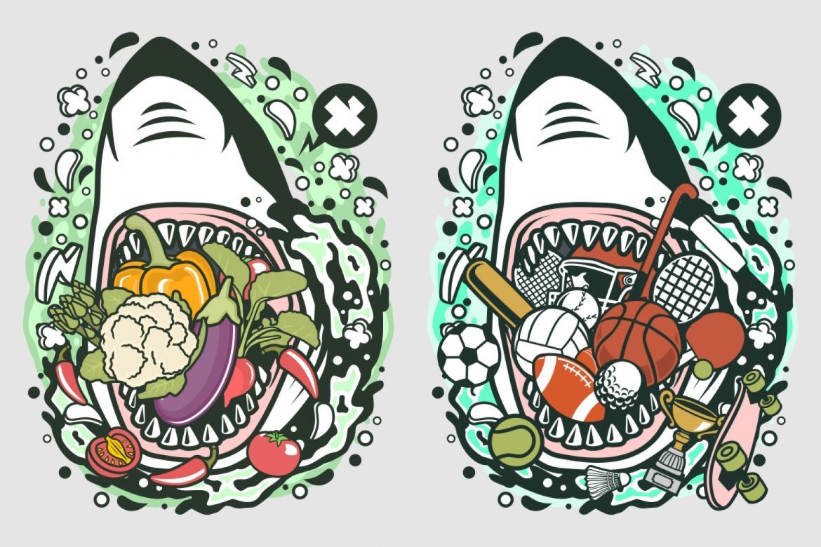 6 Sharks Mouth Cartoon Character - view 3