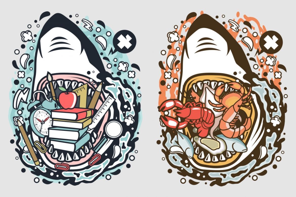 6 Sharks Mouth Cartoon Character - view 4