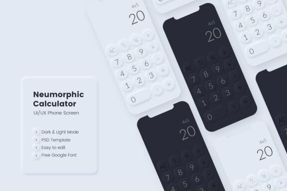 Calculator Neumorphic Screen Mockup