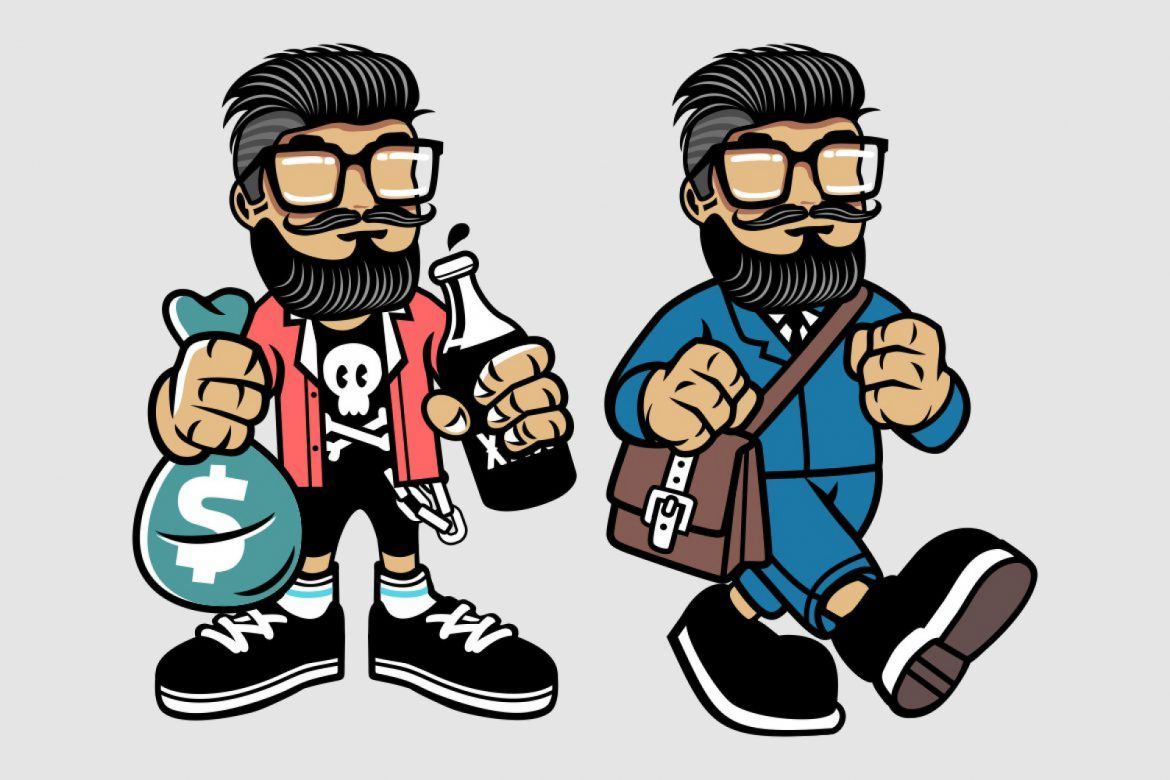 8 Beard Hipster Cartoon Character - view 4