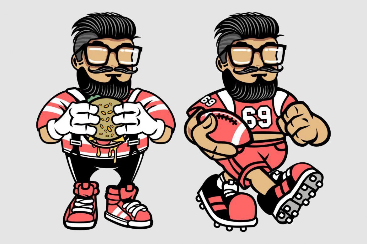 8 Beard Hipster Cartoon Character - view 5