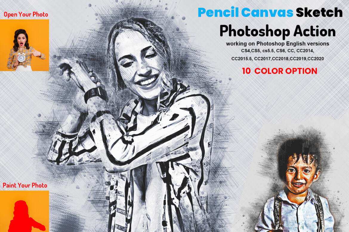 Pencil Canvas Sketch FREE Photoshop Action - view 14