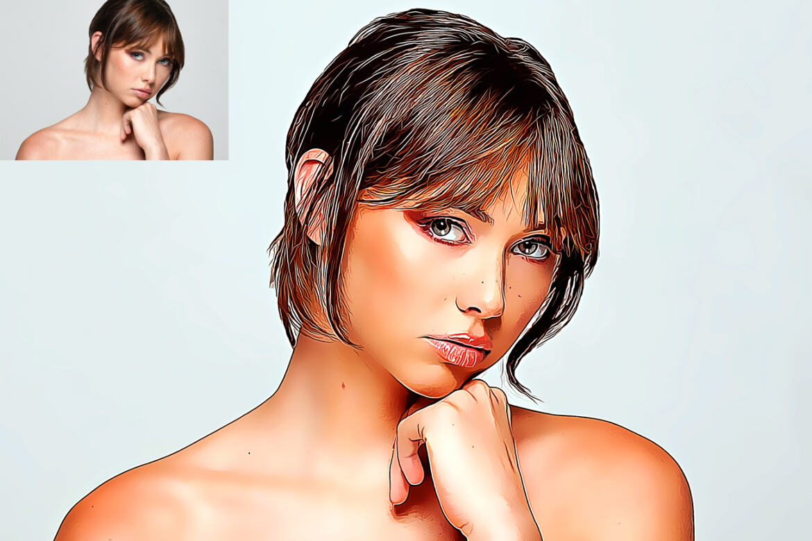 Cartoon Portrait FREE Photoshop Action - view 10
