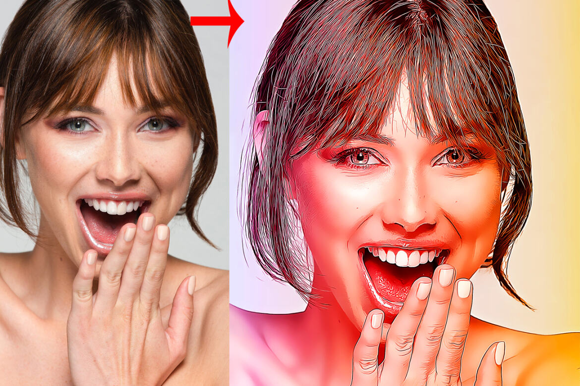 Cartoon Portrait FREE Photoshop Action alternate