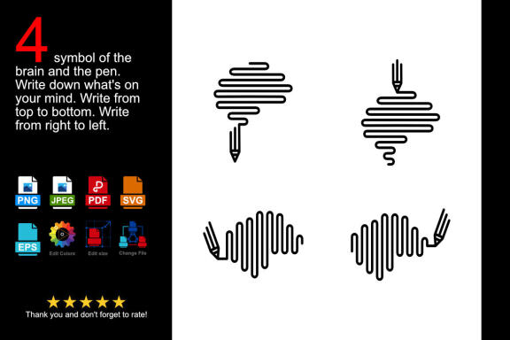 4 pictogram of the brain and the pen