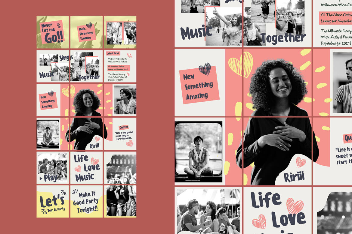 Krezia Music Band Puzzle Instagram | FREE CANVA Template  alt