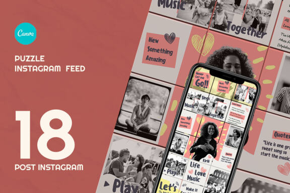 Krezia Music Band Puzzle Instagram | FREE CANVA Template 