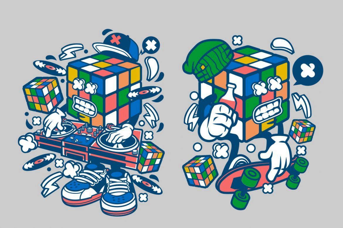 4 Rubix Cube Cartoon Character alternate