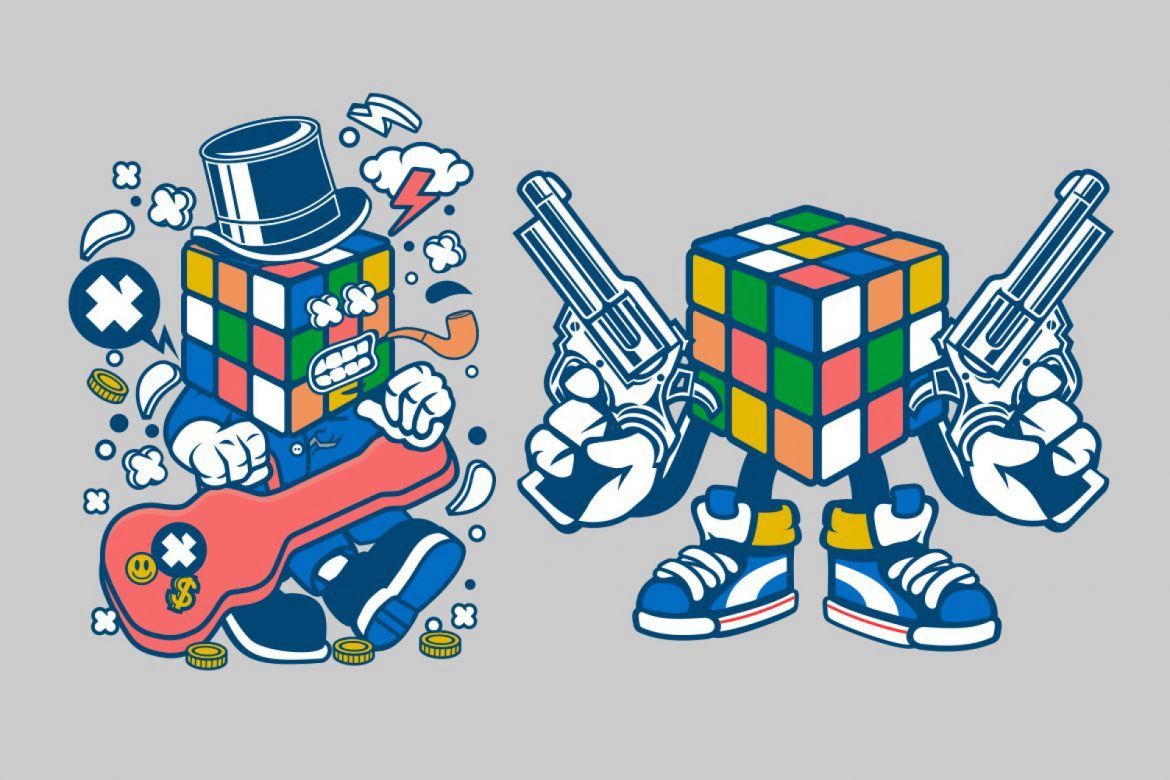 4 Rubix Cube Cartoon Character - view 3