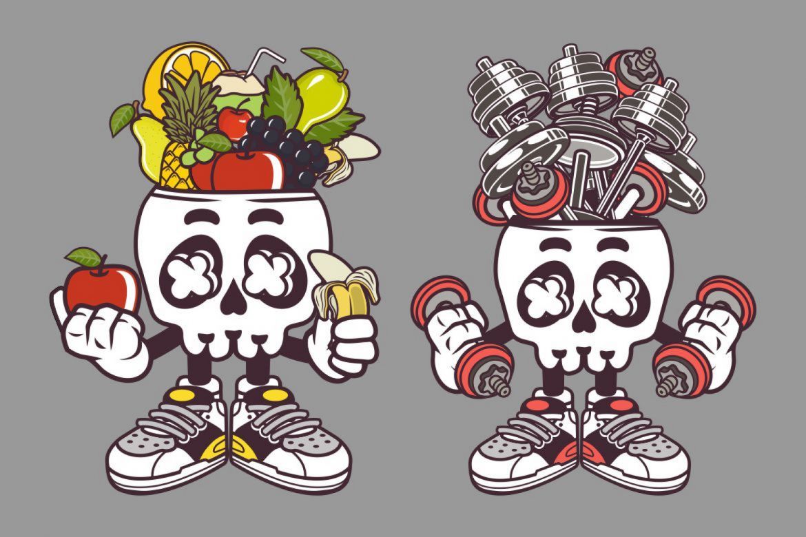 8 Skull Head Cartoon Character alt