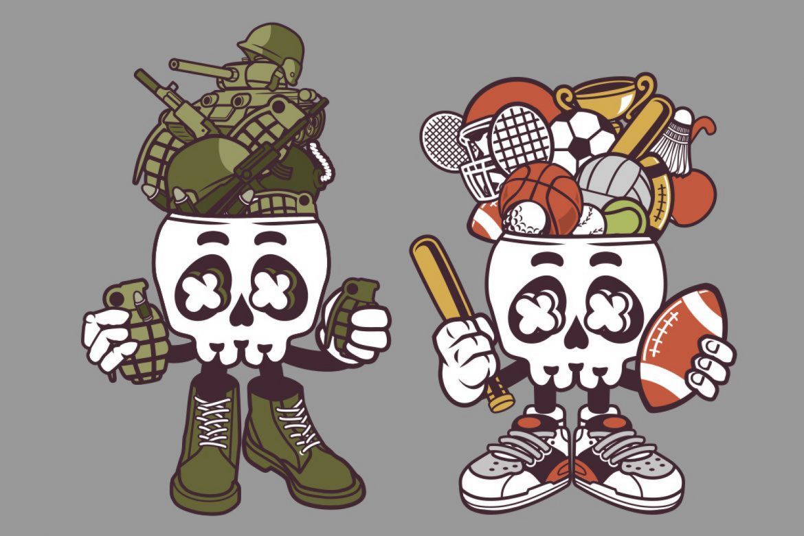 8 Skull Head Cartoon Character - view 3