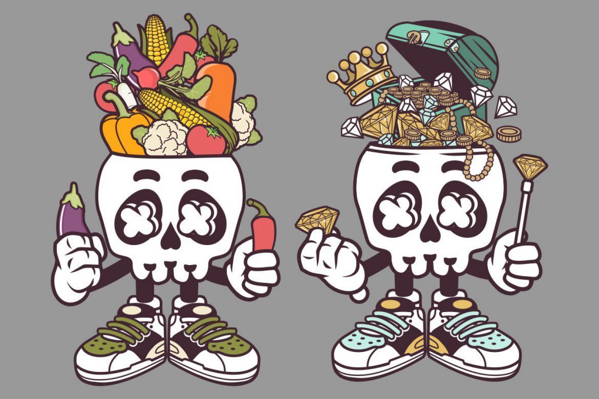 8 Skull Head Cartoon Character - view 5