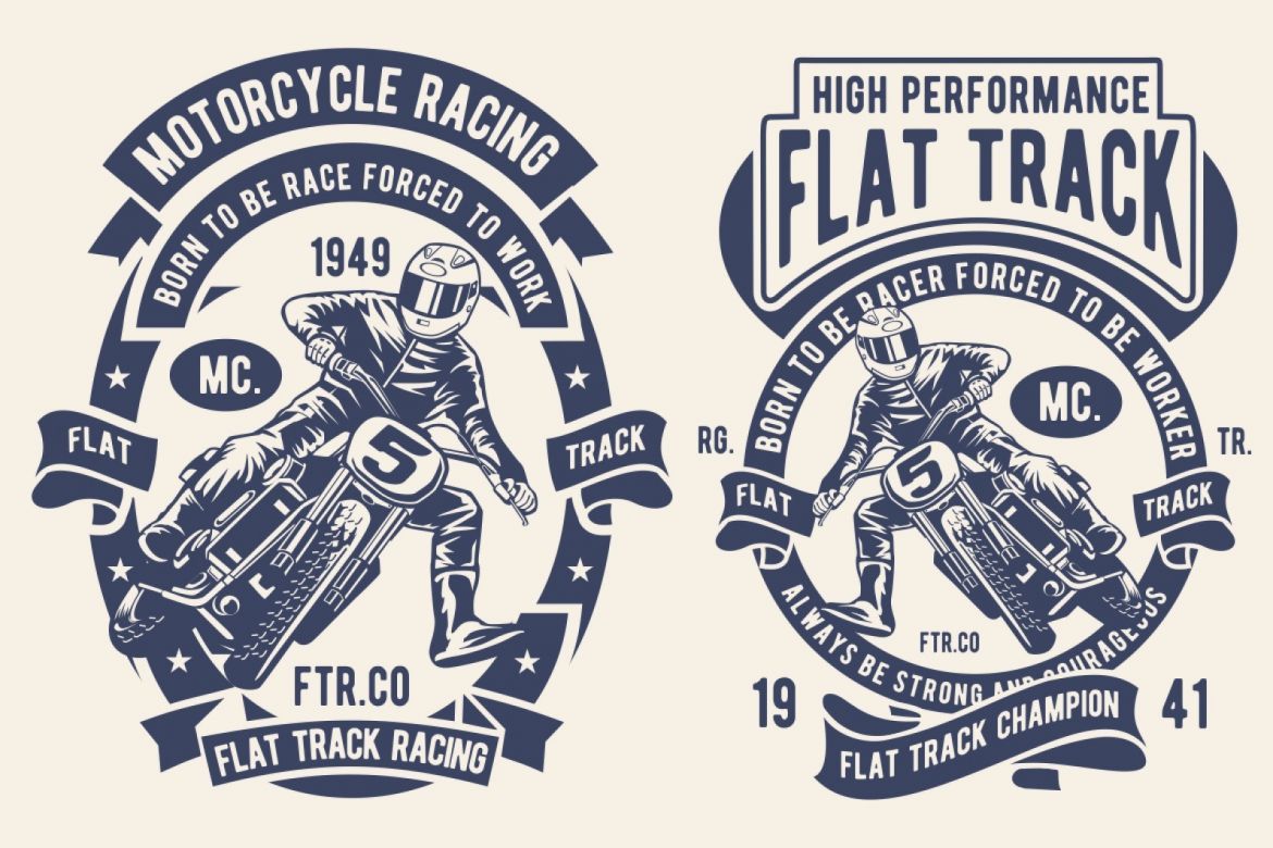4 Flat Track Badge Design Set alternate