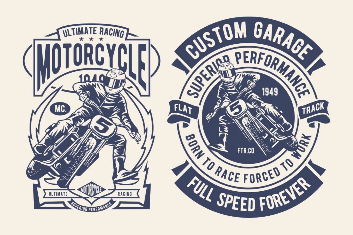 4 Flat Track Badge Design Set - view 2