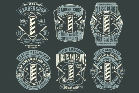 6 Barbershop Badge Design Set