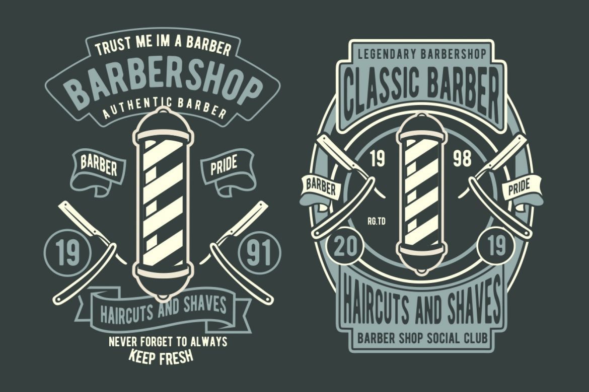 6 Barbershop Badge Design Set alternate