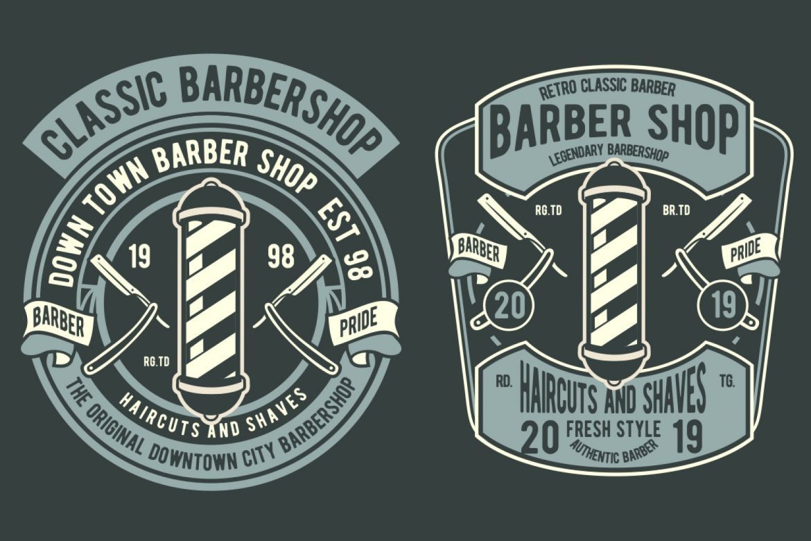 6 Barbershop Badge Design Set - view 3