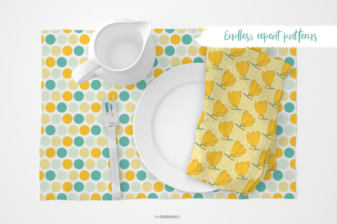 FREE Vector Spring Flowers Patterns & Digital Papers - view 5