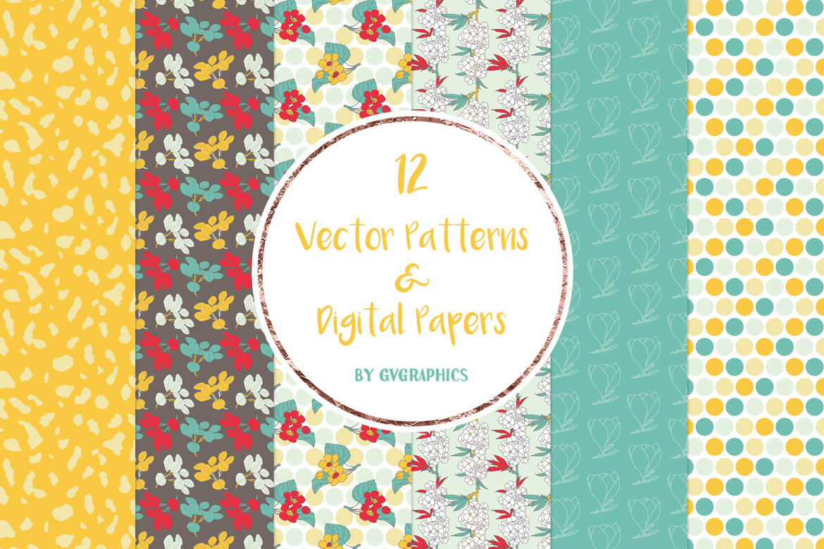 FREE Vector Spring Flowers Patterns & Digital Papers alternate