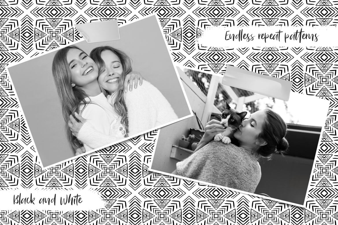 FREE Black and White Vector Patterns and Digital Papers Set 1 - view 5