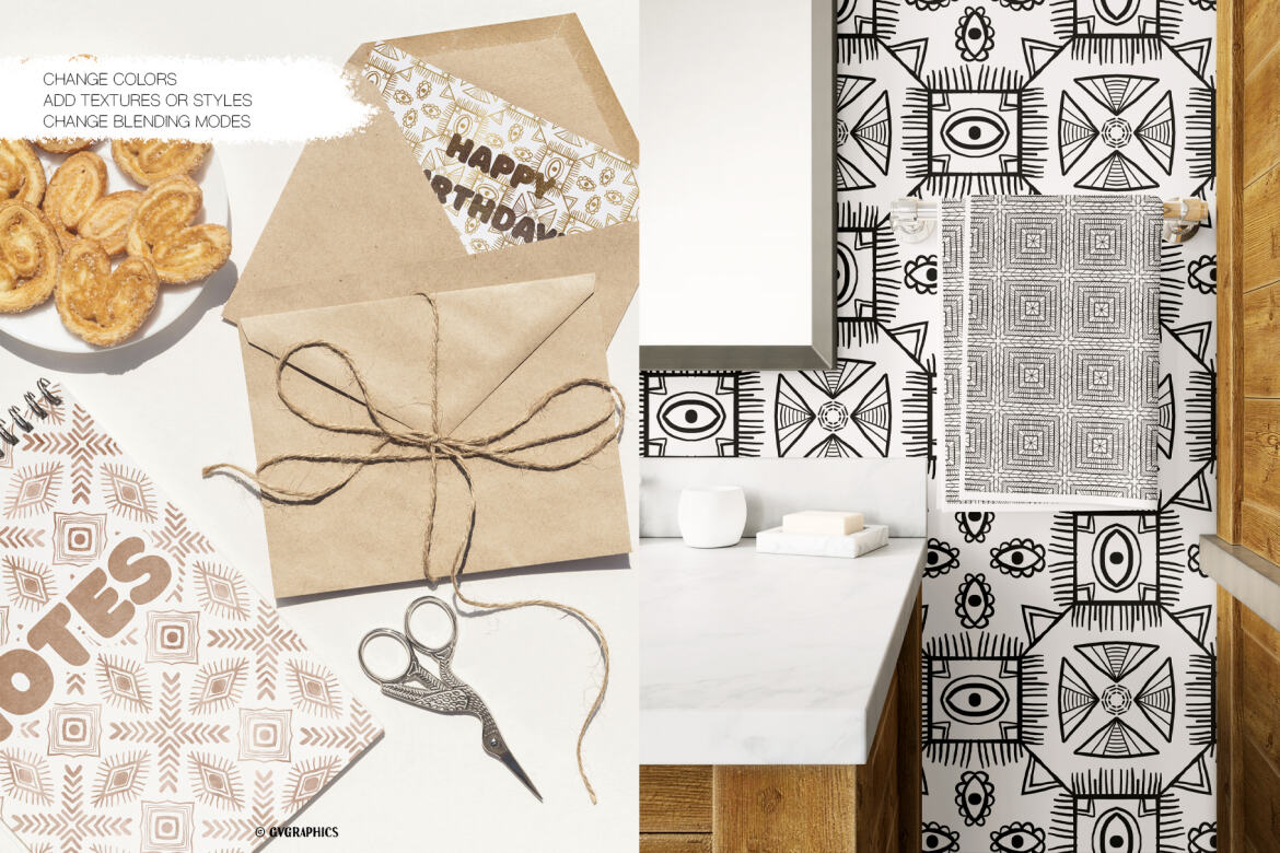 FREE Black and White Vector Patterns and Digital Papers Set 1 - view 9