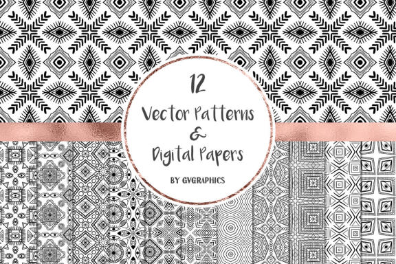 FREE Black and White Vector Patterns and Digital Papers Set 1