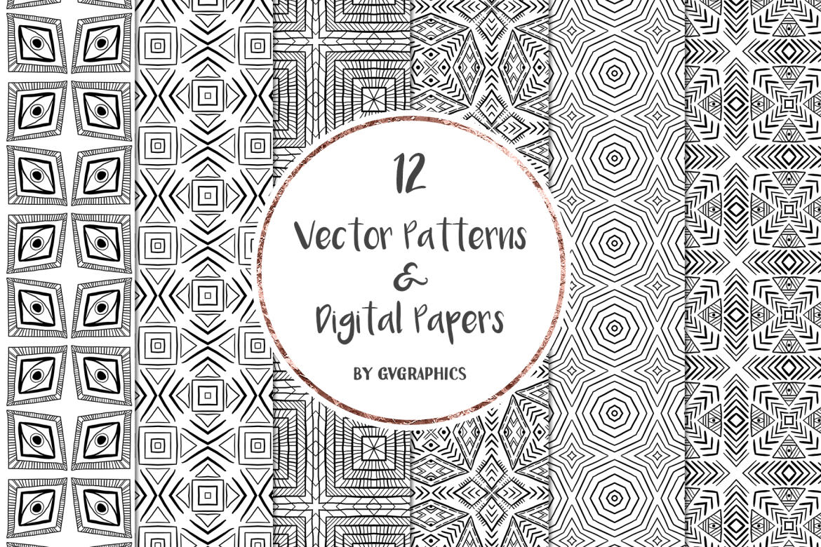 FREE Black and White Vector Patterns and Digital Papers Set 1 alternate