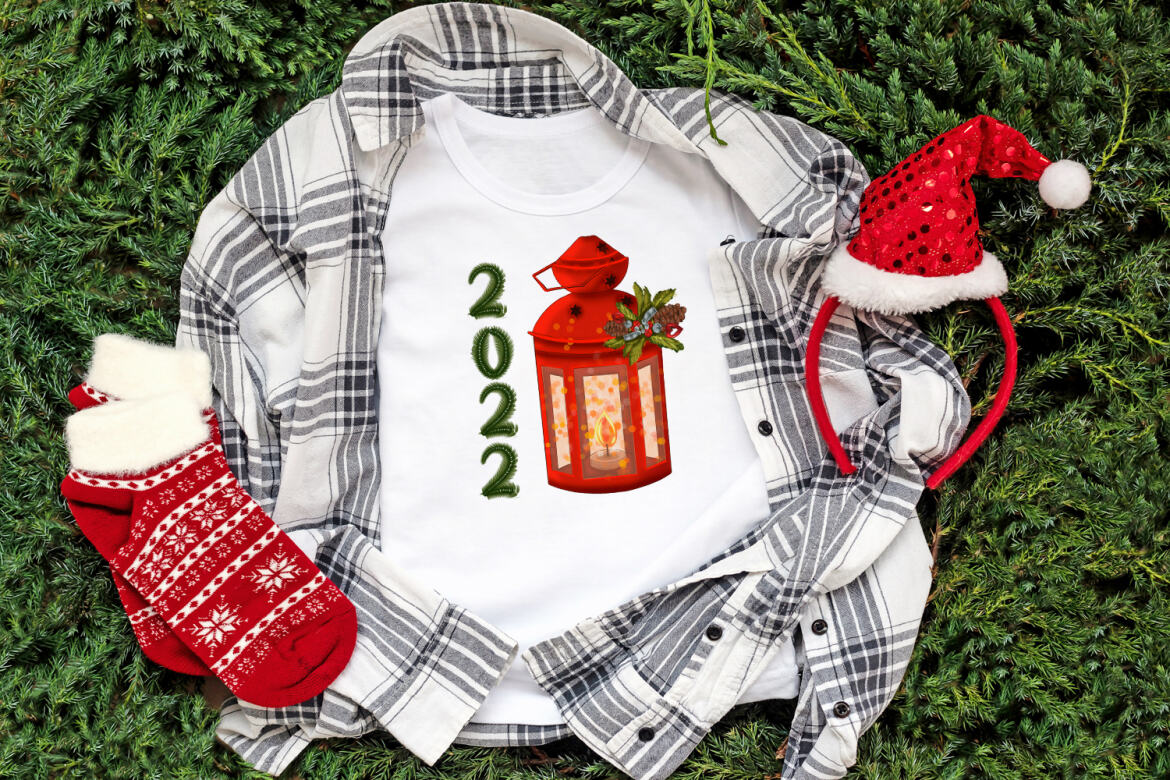Christmas winter lantern FREE sublimation design alternate