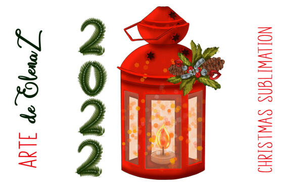 Christmas winter lantern FREE sublimation design